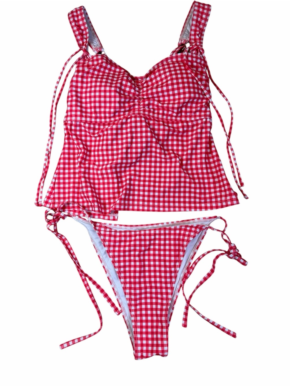 Red and White Gingham Bikini Tankini